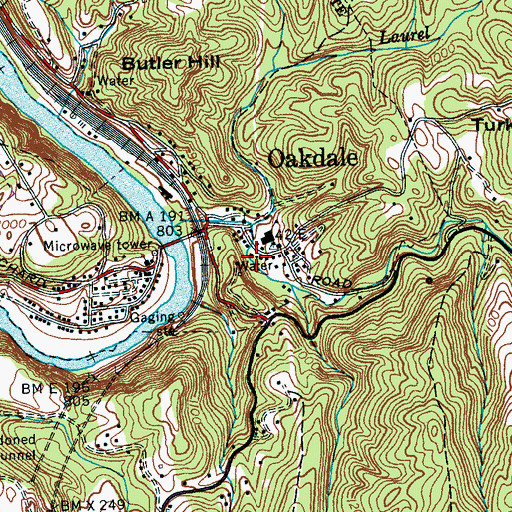 Topographic Map of Oakdale Post Office, TN