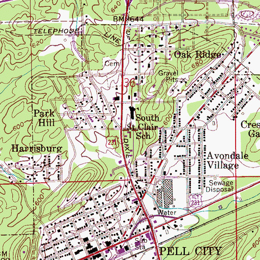 Topographic Map of Bible Methodist Church, AL