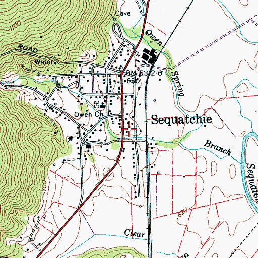 Topographic Map of Sequatchie Post Office, TN
