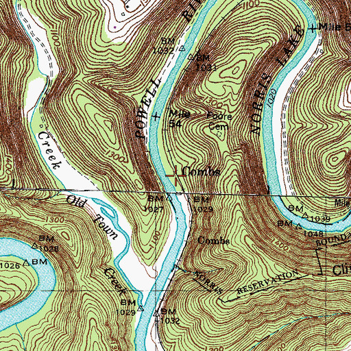 Topographic Map of Combs Station Prospect, TN