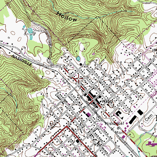 Topographic Map of Monterey Post Office, TN