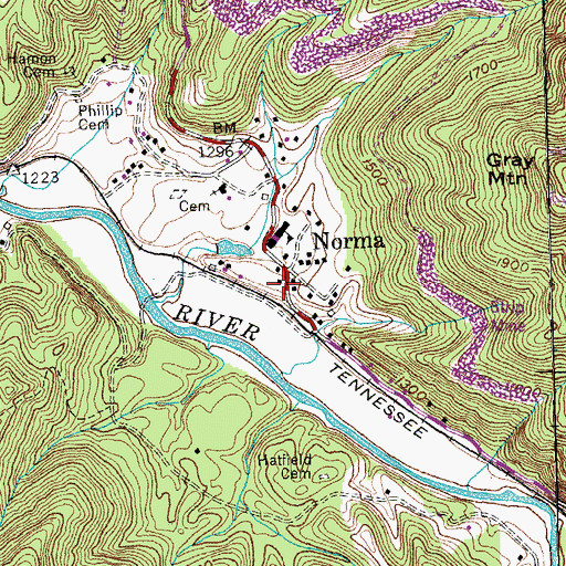 Topographic Map of Norma Post Office, TN