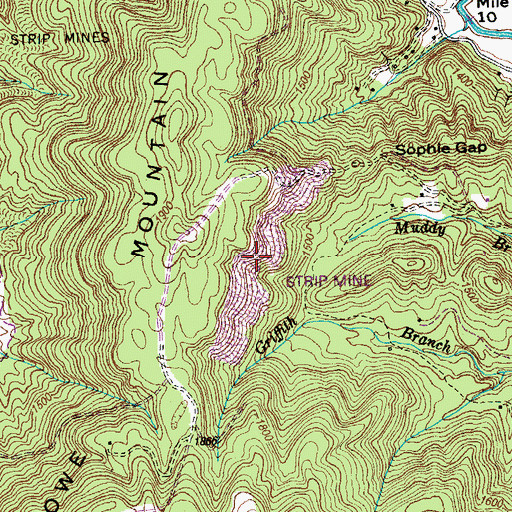 Topographic Map of Poplar Creek Mine, TN