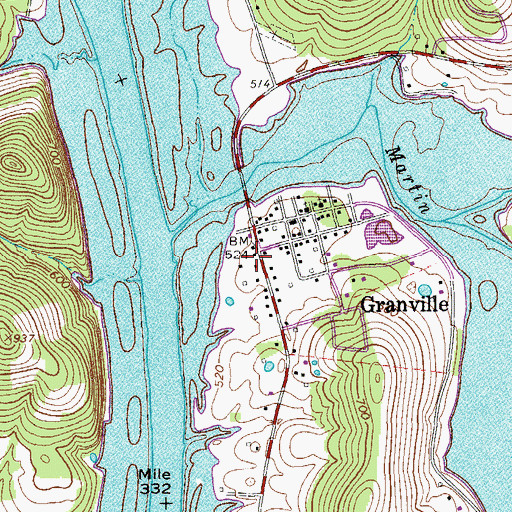 Topographic Map of Granville Post Office, TN