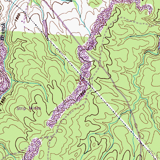 Topographic Map of Smartt Mountain Mine, TN