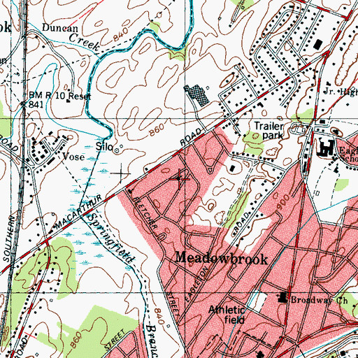 Topographic Map of Meadowbrook Christian Church, TN