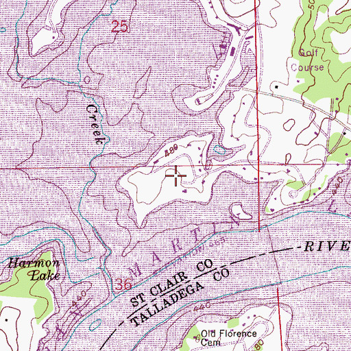 Topographic Map of Riveria Estates, AL