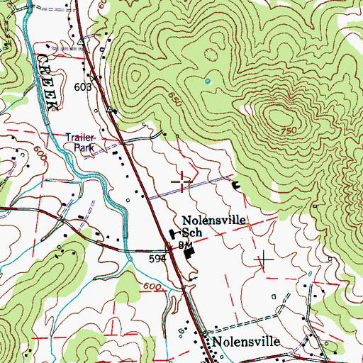Topographic Map of Nolensville Post Office, TN