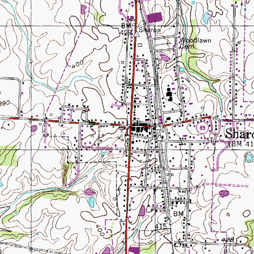Topographic Map of Sharon Post Office, TN