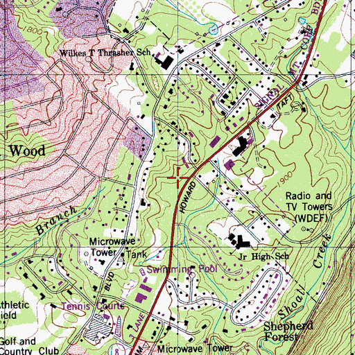 Topographic Map of Signal Mountain Post Office, TN