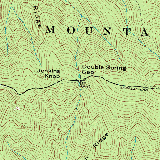 Topographic Map of Double Spring Gap Shelter, NC