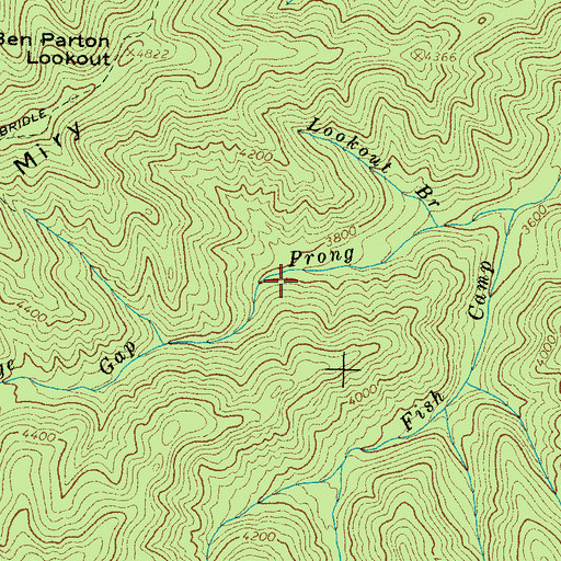 Topographic Map of Lower Buckeye Gap Campsite, TN