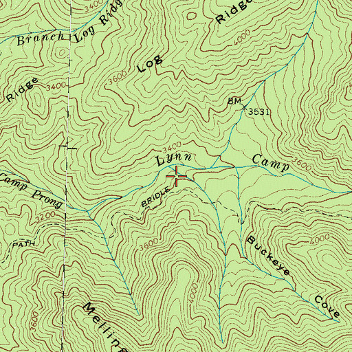 Topographic Map of Marks Cove Campsite, TN
