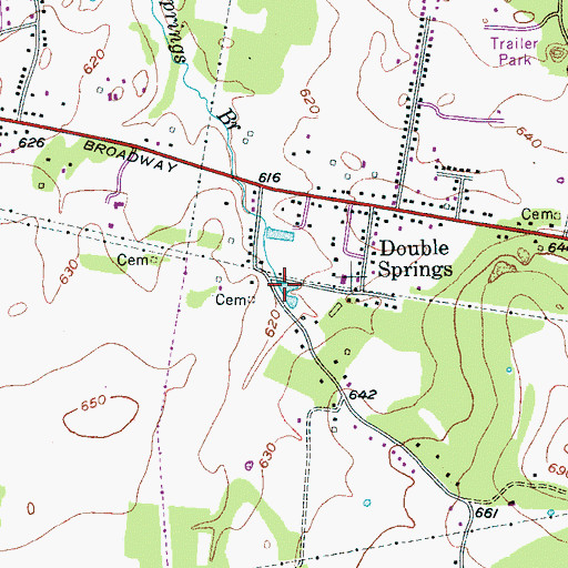 Topographic Map of Double Spring, TN