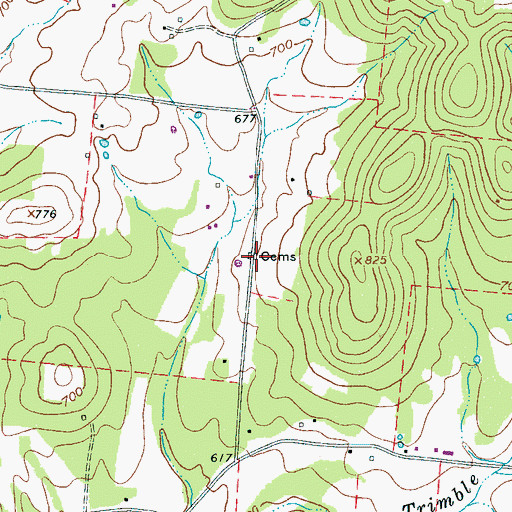 Topographic Map of Floyd Cemetery, TN
