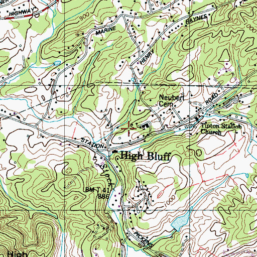 Topographic Map of Neubert, TN