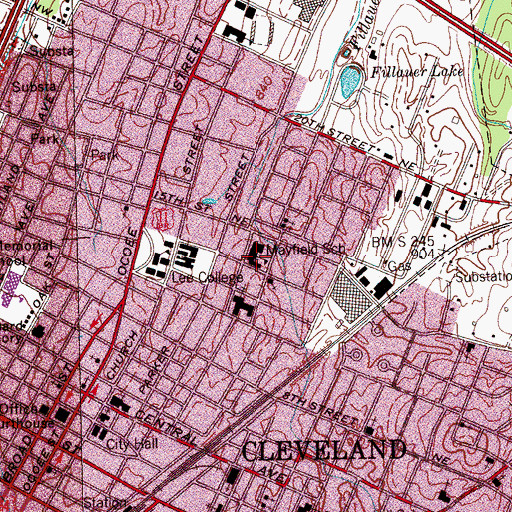Topographic Map of Mayfield Elementary School, TN