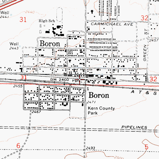 Topographic Map of Boron, CA