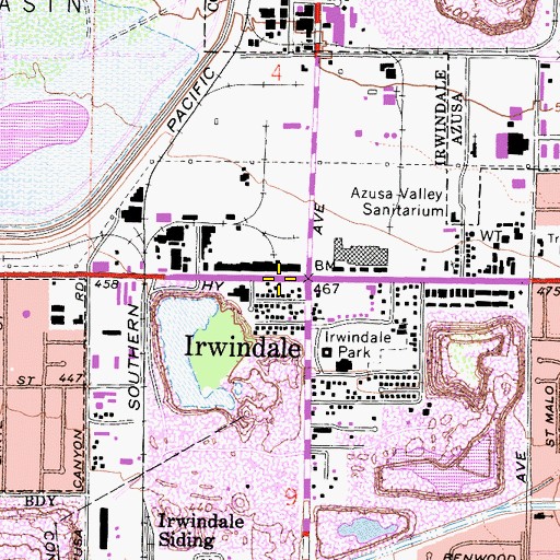 Topographic Map of Irwindale, CA