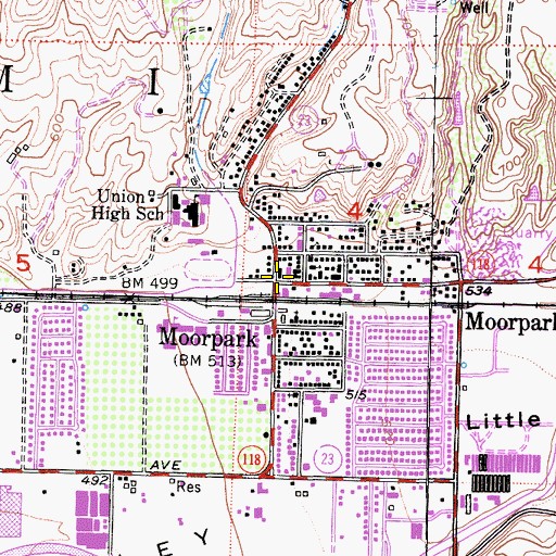 Topographic Map of Moorpark, CA