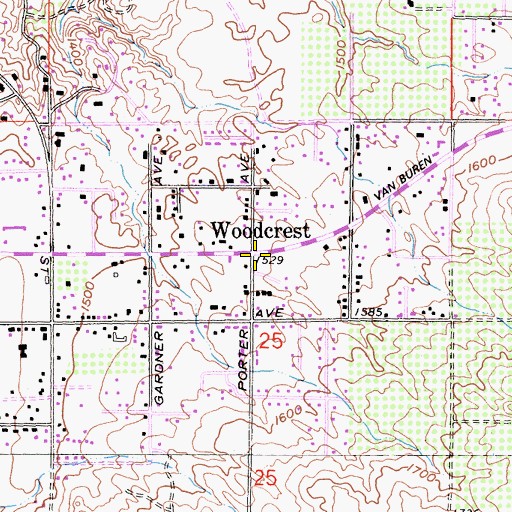Topographic Map of Woodcrest, CA