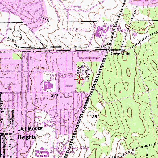 Topographic Map of Mission Memorial Park, CA