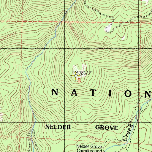 Topographic Map of Nelder Grove - Giant Sequoias, CA