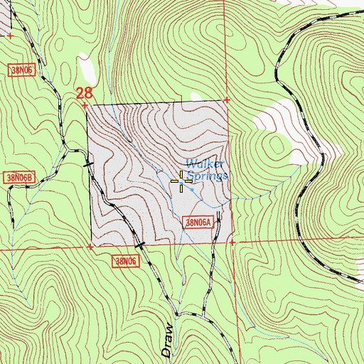 Topographic Map of Walker Spring, CA