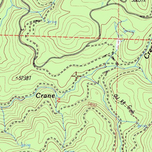 Topographic Map of Woods Creek, CA