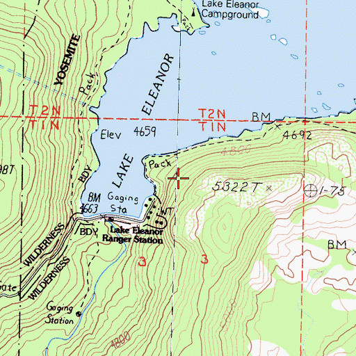 Topographic Map of Lake Eleanor District Ranger Office, CA