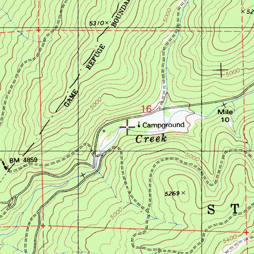 Topographic Map of Beaver Creek Campground, CA