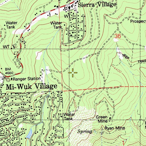 Topographic Map of Mi-Wok Fire Station, CA