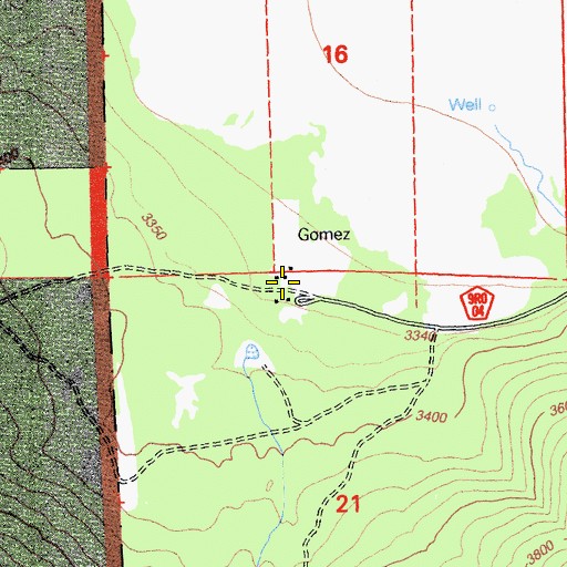 Topographic Map of Gomez, CA