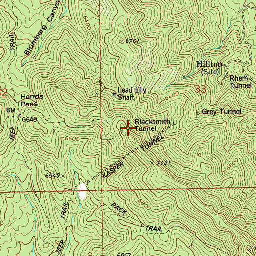 Topographic Map of Blacksmith Tunnel, AZ