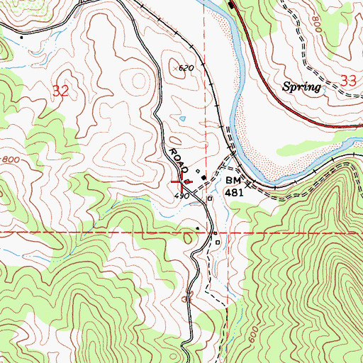 Topographic Map of Fountain Ranch, CA