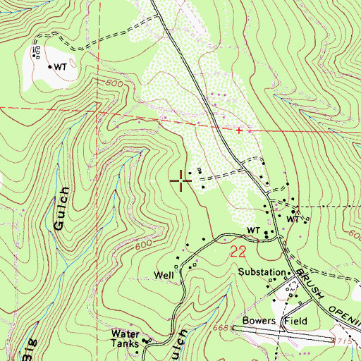 Topographic Map of Riser Ranch, CA
