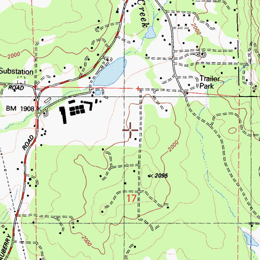 Topographic Map of Auberry Hydro Service Center Heliport, CA