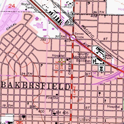 Topographic Map of San Joaquin Community Hospital Heliport, CA