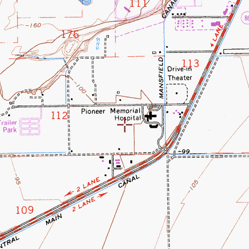 Topographic Map of Pioneers Memorial Hospital Heliport, CA