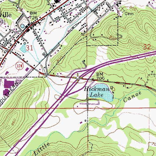 Topographic Map of Interchange 154, AL