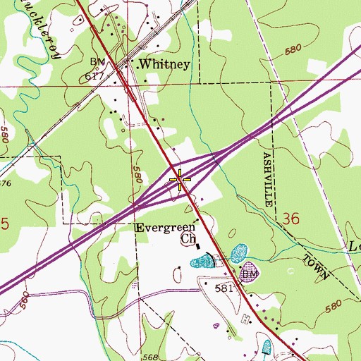 Topographic Map of Interchange 166, AL
