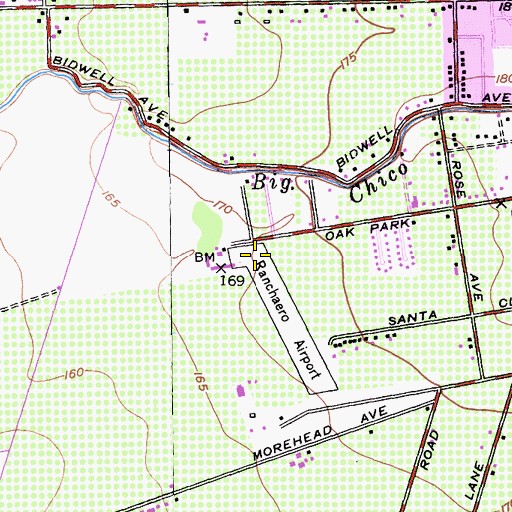 Topographic Map of Ranchaero Airport, CA