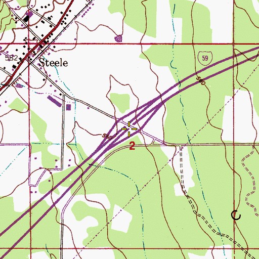 Topographic Map of Interchange 174, AL