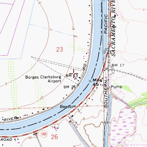 Topographic Map of Borges - Clarksburg Airport, CA