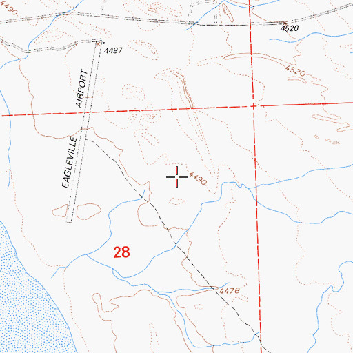 Topographic Map of Eagleville Airport (historical), CA