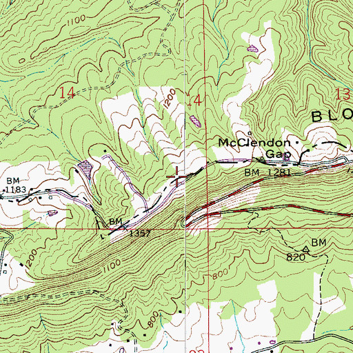Topographic Map of Saint Clair Mountain, AL