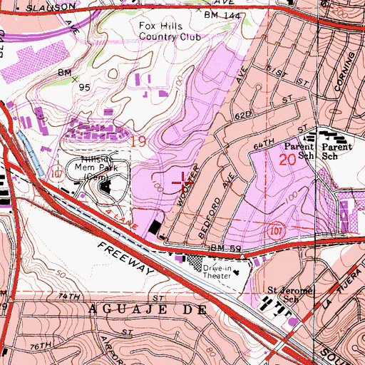 Topographic Map of Pacific Bell - 2300 Imperial Highway Heliport, CA