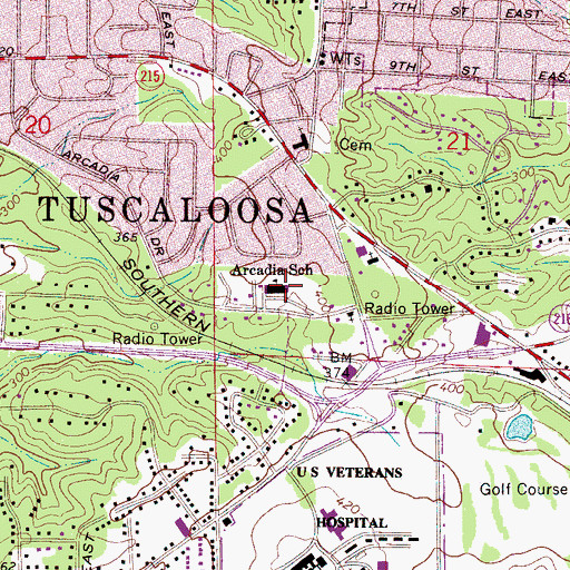Topographic Map of Arcadia Elementary School, AL