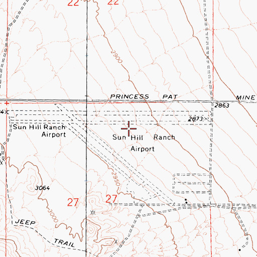 Topographic Map of Sun Hill Ranch Airport, CA
