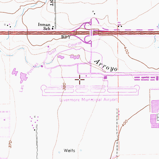 Topographic Map of Livermore Municipal Airport, CA